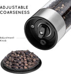 Electric Salt and Pepper Grinder Set Rechargeable, Automatic Salt and Pepper Grinder Set with Oversized Top Button, Stainless Steel Electric Salt and Pepper Shakers Set