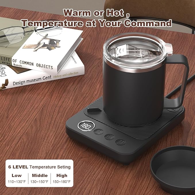 Coffee Mug Warmer for Desk, Electric 36W Coffee Cup Warmer with Auto Shut Off/Timer for Office Home, Smart Coffee Cup Mug Heater for Warming and Heating Beverage,Candle,Tea,Coffee Gifts,Black