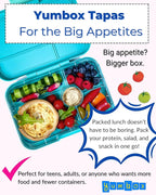 Yumbox Tapas Leakproof Bento Lunch Box: 4.2 Cups Larger 5-Compartment Design in Antibes Blue with Jungle tray - For Adults and Bigger Kids.
