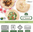 Dtocs Palm Leaf Plates 10 Inch Round (50) | Bamboo Plates Disposable Like Compostable Dinnerware Set for Party, Dinner, Serving Platters, Charcuterie Boards | Alternate to Plastic, Wood, Paper Plate