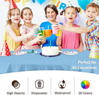 Party Solids 12-Pack Premium Plastic Tablecloth 84in. Round Table Cover - Light Blue