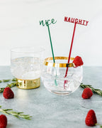 The Cotton & Canvas Co. Naughty and Nice Drink Stirrers, Cocktail Sticks, Stir Sticks, Christmas Party Décor, Set of 12