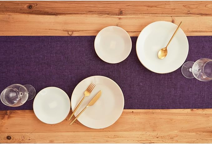 Solino Home Linen Table Runner 48 Inches - 100% Pure Linen Grape Table Runner 14 x 48 Inch Ideal for Dresser and Coffee Tables - Summer, Fall, Autumn, Halloween - Athena