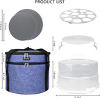 12 Inch Cake Carrier with Lid & Handle BPA-Free Cake Transport Container, Includes Insulated Bag, Cupcake & Pie Holders for Secure Dessert Delivery (Fits 7" Tall Cakes) (Purple)