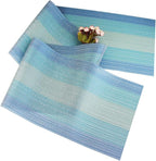 PIGCHCY Placemats Set of 6 and Table Runner,Heat Resistant Vinyl Woven Washable Table mats Sets (6 Placemats+1 Table Runner, Coastal Blue)