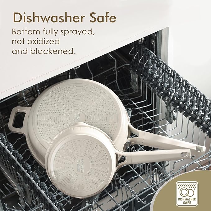 SENSARTE Ceramic Cookware Set Non-toxic 14 Pcs, Nonstick Pots and Pans Set, Dishwasher Safe Induction Cookware, Healthy Kitchen Cooking Set, PFOA/PFAS/PTFE Free