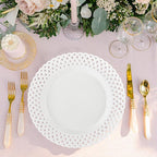 Large White Dinner Plates 12 inch, Ceramic Dinner Plates Set of 4, Basketweave Wide Rim Stackable Hotel Value Round Coupe Shape for Restaurant, Kitchen, Party, Home, Gifts, Microwave Dishwasher Safe