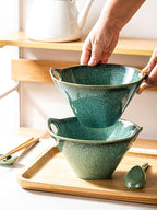 HENXFEN LEAD Japanese Ramen Noodle Bowl Set of 2-30 Oz Large Porcelain Salad Bowls with Chopsticks, Soup Spoons and Rests, Kitchen Serving Dishes for Pho, Udon