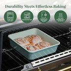 Larder & Vine 8-Piece Bakeware Set | Non-Stick Baking Set with Ceramic Finish | PFAS, PFOA, PTFE, and BPA Free Baking Essentials | Baking Sheets, Muffin Tins and Assorted Baking Pans | Sage