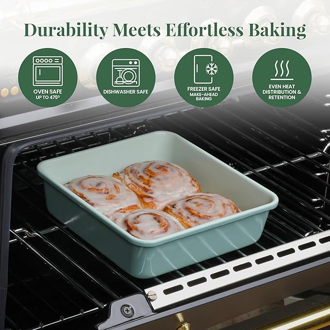 Larder & Vine 8-Piece Bakeware Set | Non-Stick Baking Set with Ceramic Finish | PFAS, PFOA, PTFE, and BPA Free Baking Essentials | Baking Sheets, Muffin Tins and Assorted Baking Pans | Sage