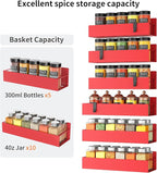 6-Piece Extra-Large Capacity Magnetic Spice Rack for Refrigerator, Red