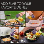 YARRAMATE 16oz/470ml Glass Olive Oil Sprayer for Cooking with Stickers, 2 in 1 Oil Dispenser for Kitchen Gadgets, Food Grade Premium Spray Bottle with Portion Control for Salad, BBQ (Purple)