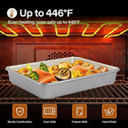 9x11 Baking Pan, Rectangle Cake Pan, 2-Pieces Nonstick Sheet Cake Pans Heavy Duty, Toaster Oven Tray Deep Size for Lasagna, Brownie, Siliver