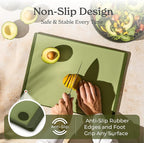 SMIRLY Plastic Cutting Board Set with Holder 4 Pieces, Non-Slip Dishwasher Safe Chopping Boards for Kitchen, Green