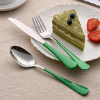 20-Piece Green Silverware Set 18/0 Stainless Steel Silverware Set Green Handle Cutlery Set Service for 4 Dinner Knives Forks Spoons Set Flatware Set Finish Dishwasher Safe…