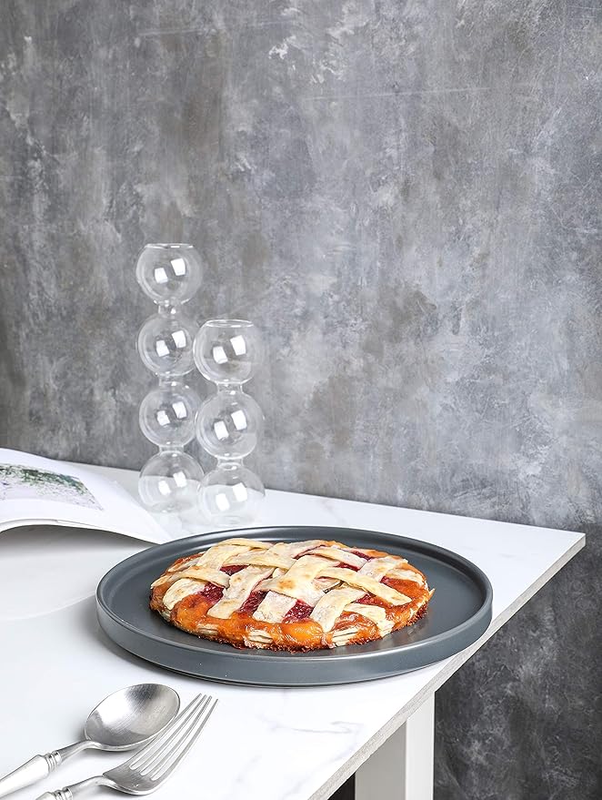 Stone Lain Stoneware Coupe - Celina Round Salad Plates Set, 4-Piece, Grey Matte