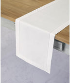 Solino Home Cotton Linen White Table Runner 72 Inches Long - Hemstitch Table Runner 14 x 72 Inch for Dresser, Dining, Summer, Fall, Autumn, Halloween