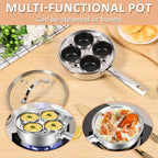 Modern Innovations Egg Poacher Pan for Poached Eggs, Nonstick Cups Poached Maker Pan, Stainless Steel Easy Cooker, Poaching Eggs Benedict Maker