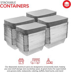 Stock Your Home 2 Lb Small Aluminum Pans with Lids (100 Pack) Foil Pan + Cardboard Lid, Disposable Cookware, Takeout Trays with Lids - To Go Disposable Food Containers for Restaurants & Catering