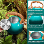 GGC Tea Kettle for Stove Top, 3.1QT/3L Whistling Tea Kettles for Boiling Water Coffee or Milk, Gradient Green Tea Pot with Wood Parttern Handle, Stainless Steel Tea Pot for Home and Kitchen