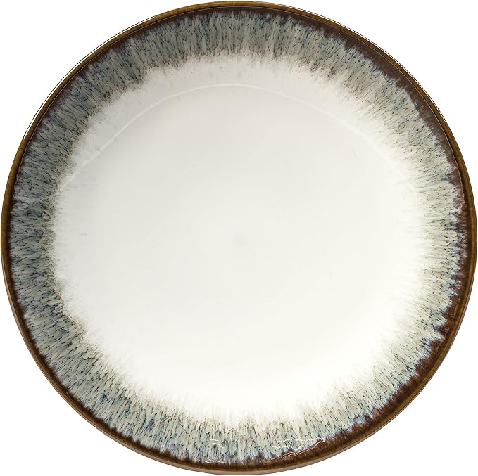 Sango Novelle 16-Piece Casual Moss Porcelain Dinnerware Set – Service for 4, Plates, Bowls & Mugs, Brown & Green Reactive Glaze, Microwave & Dishwasher Safe, for Everyday Dining & Entertainment