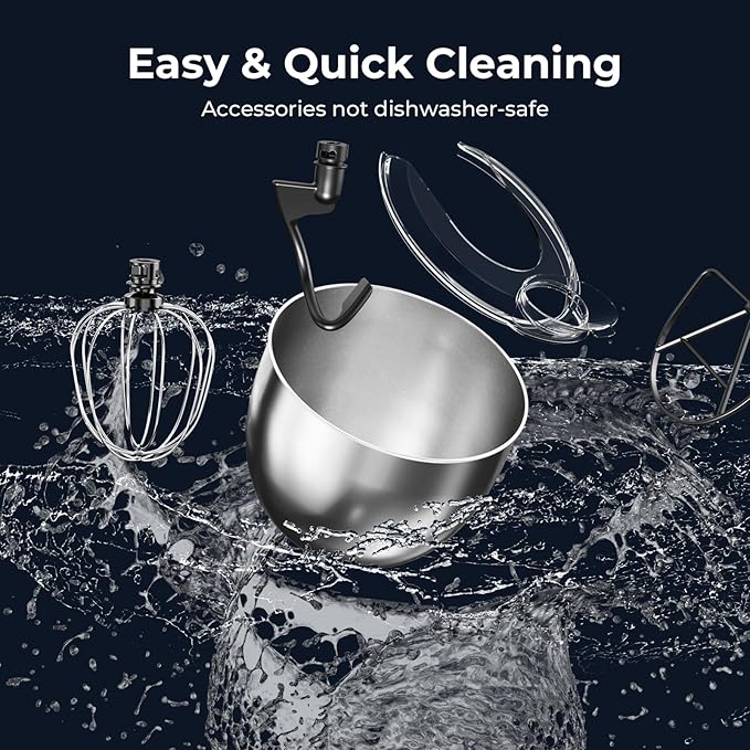 Stand Mixer With 12 Speed,5.3 Quart Electric Mixer With Tilt Head, Kitchen Mixer for Daily Use with Egg Whisk,Dough Hook,Flat Beater,BLACK