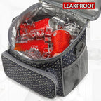 FlowFly Insulated Reusable Lunch Bag Adult Large Lunch Box for Women and Men with Adjustable Shoulder Strap,Front Zipper Pocket and Dual Large Mesh Side Pockets,Alphabet