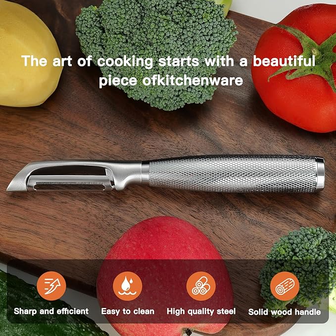 I-Type Vegetable Peeler, Silver Chrome Finish, 304 Stainless Steel Blade, Ultra Sharp Potato Peeler for Apples, Carrots, Heavy Duty Kitchen Peeler