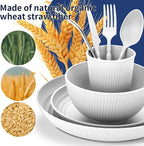 Wheat Straw Dinnerware Sets,42-Piece Plates and Bowls Sets for 6-Unbreakable,Reusable Plastic Dish Set-Dinner Plate/Cereal Bowl/Cup/Utensils-Microwavable Dishwasher Safe 42P-Light Gray