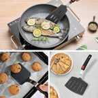 Hotec Silicone Spatula Turner for Nonstick Cookware, Cooking Spatulas 600°F Heat Resistant Large Flexible Rubber Spatula Set of 3, Kitchen Utensils for Flipping Eggs, Burgers, Pancakes, Crepes