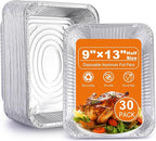 Aluminum Foil Pans 9x13 Disposable – 30 Pack Half Size Aluminum Foil Heavy Duty deep Steam Table Pan, Tin foil Turkey Sheets Tray Chafing Grill Accessories for Cooking, Baking, Storing, Food Prepping