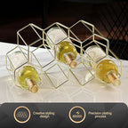 Countertop Wine Rack - 9 Bottle Freestanding Modern Gold Metal Small - 2 Tier Tabletop Wine Holder Stand for Cabinet, Pantry - Wine Racks Countertop - No Assembly Required