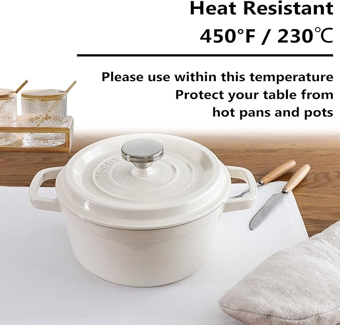 Home Brilliant White Placemats Set of 6 Heat Resistant Dining Table Place Mats for Kitchen Table for Wedding Party Holiday, Pure White