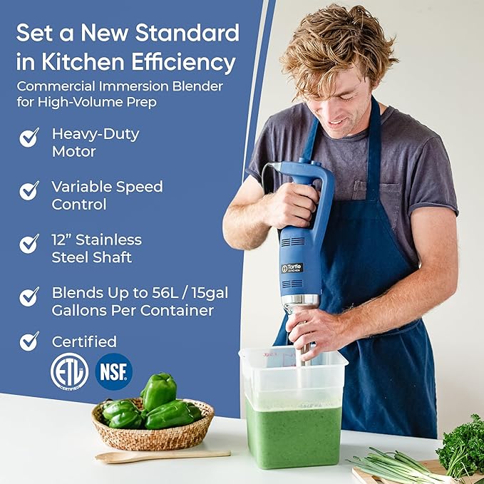 TK Commercial Immersion Blender, 500 Watt/.5 HP Variable Speed Motor, 16,000 RPM Heavy Duty with Performance Assurance - 12"