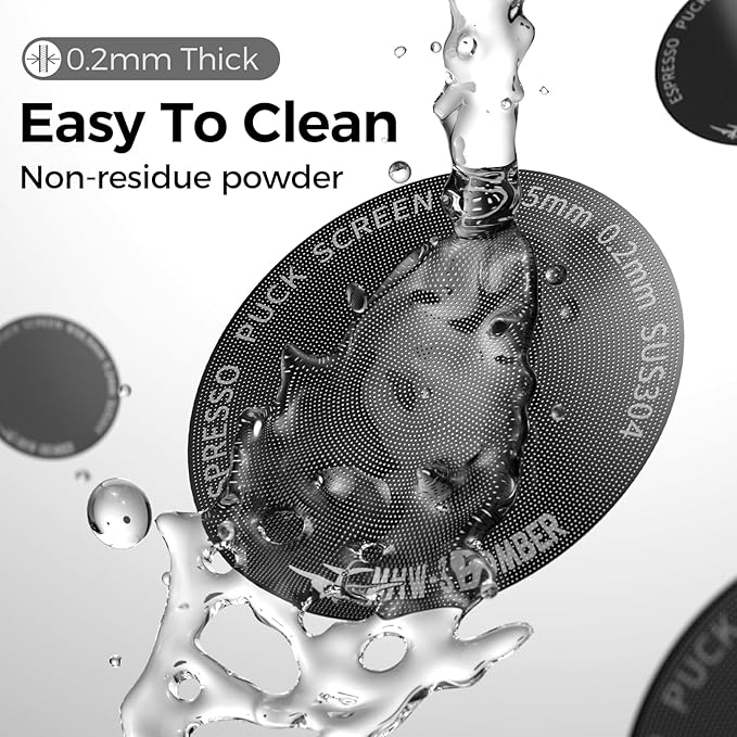 MHW-3BOMBER 58mm Espresso Puck Screen - 0.2mm Ultra Thin Espresso Puck - Metal Reusable Coffee Filter for Portafilter Basket 58mm - Puck Screen with Titanium Coating FG7046B-OS