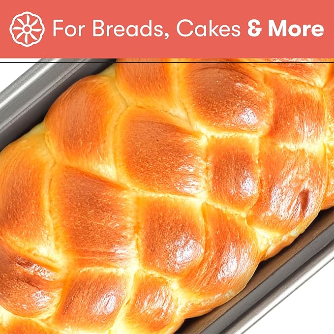 Cooking Light Heavy Duty Nonstick Bakeware Carbon Steel Bread Pan or Loaf Pan with Quick Release Coating, Manufactured without PFOA, Dishwasher Safe, Oven Safe, 9.25-Inch x 5.25-Inch, Gray