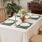 Romanstile Vinyl Placemats Set of 8-12 X 18 Inch - Heat Resistant Non-Slip Embossed Floral Place Mats 100% Waterproof Oilproof Wipeable Faux Leather Table Mats for Kitchen/Dining/Party, Green