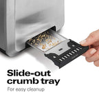 Hamilton Beach 2 Slice Toaster with Extra-Wide Slots, Bagel Setting, Toast Boost, Slide-Out Crumb Tray, Auto-Shutoff & Cancel Button, Digital with Defrost Function, Stainless Steel (22796)