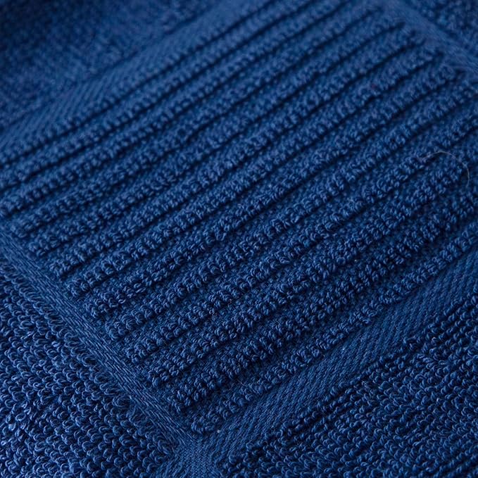 T-fal Solid & Checked Parquet Kitchen Towels: Highly Absorbent, Super Soft Long Lasting - 100% Cotton, 16"x26" Dish Towels for Cleaning & Drying Dishes, Pans, Glassware, Countertops, 6-Pack, Blue
