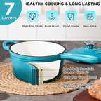 Onader Enameled Cast Iron Sauce Pan, 2QT Saucepan with Lid, Small Cast Iron Pot for Cooking, Enamel Dutch Oven Nonstick & Heavy Duty – Dark Cyan
