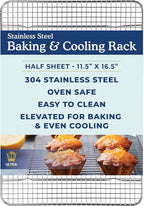 Ultra Cuisine Heavy Duty Cooling Rack for Cooking and Baking - Professional Grade Premium100% Stainless Steel Baking Rack & Wire Cooling Mesh for Roasting & Grilling - Dishwasher Safe - 11.5" x 16.5"