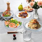 NUTRIUPS 6 Pack 8in Glass Plates - with Lipped Edge - Clear Glass Plate, Tempered Glass Plates Set of 6, Clear Appetizer Plate, Dishwasher & Microwave Safe