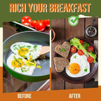 Nonstick Egg Rings Set with Silicone Handle, 6 Pcs Stainless Steel Egg Cooking Rings for Breakfast, Sandwich, Muffins with Oil Brush, Separator, 5 Shapes