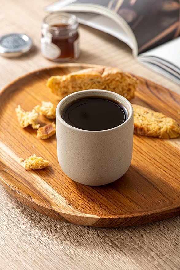 Espresso Cups Set of 4,Double Espressos Shot Cup,4 oz Ceramic Demitasse Cups,Small Coffee Cups,Tea Cups Set of 4,Espresso Accessories (Natural Beige, S)