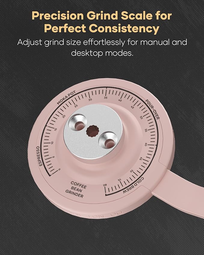 Cocinare ESSENCE GO B38 Ultra Manual Coffee Grinder – with Carrying Case Hand Grinder Capacity 30g, GhostEdge Ultra Burr & 80 Grind Settings, Perfect for Pour-over, Espresso, Cold Brew (Pink)