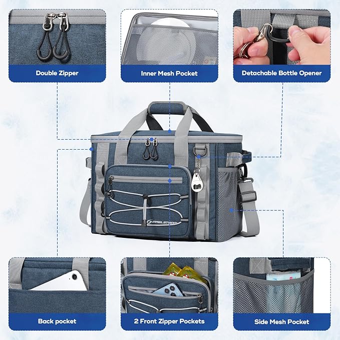 Maelstrom Soft Sided Cooler Bag, 30/40 Can Collapsible Insulated Ice Chest, Large Leakproof Camping & Travel Cooler for Kayaking & Beach