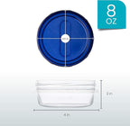 PLASTICPRO [8 oz 96 Pack] Twist Top Deli Containers Clear bottom With blue Top Twist on Lids Reusable, Stackable, Food Storage Freezer Container Pack of 96
