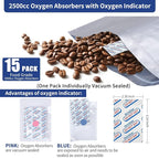 15 Pcs 5 Gallon Mylar Bags with 15 Pcs Individually Wrapped 2500CC Oxygen Absorbers for food storage, Zipper Resealable Heat Sealable Bags,24 Labels & 20 Pcs 1/2 Pint Mylar Bags(4 Colors)