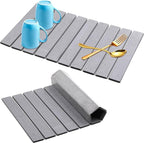 Quick Dry Collapsible Dish Drying Mat, Eco-Friendly Absorbent Diatomaceous Earth Mats for Dishes Bottles Cups 24"×16"Large Stone Dish Drying Mats for Kitchen Counter (Gray, 24"（L）×16"（W）)