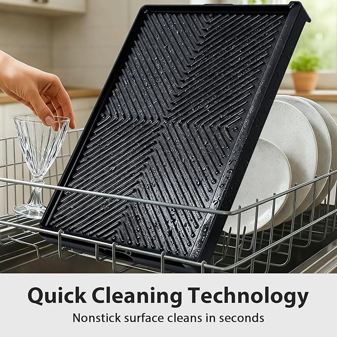 Utheer Nonstick Reversible Aluminum Ceramic Griddle 23" x 16", 70% Lighter 2-in-1 Flat & Ribbed Grill Griddle, Warp-Resistant, PFAS-Free, 100% Recyclable Stovetop Griddle for Gas, Charcoal,Outdoor BBQ